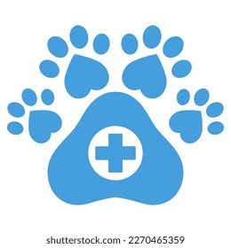 Veterinary clinic logo illustration.Dog paw with a medical cross