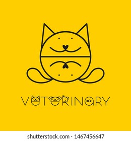 Veterinary Clinic logo with the image of cat and dog. Pet Care Logo. 
