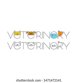 Veterinary Clinic logo with the image of cat and dog. Pet logo template.