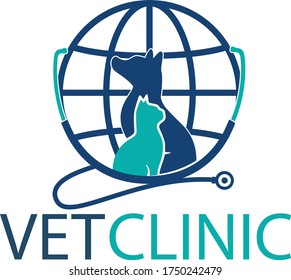 Veterinary Clinic logo with the image of cat and dog 