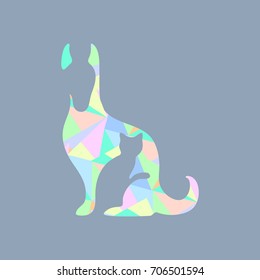Veterinary Clinic logo with the image of cat and dog. Vector Illustration.