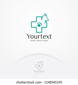 Veterinary clinic logo, Pet care logo with a dog and cat, Animal hospital logo template