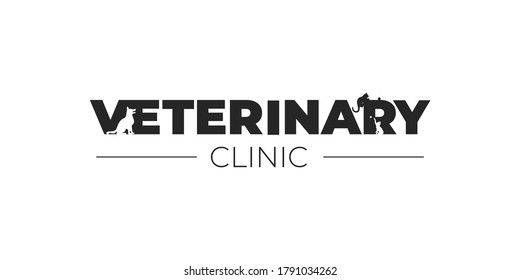 Veterinary clinic logo template. Dog and cat negative space logo.