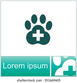 Veterinary Clinic with a paw. Universal icon to use in web and mobile UI