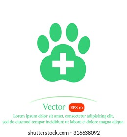 Veterinary Clinic with a paw. Vector icon
