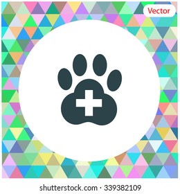 Veterinary Clinic with a paw. Vector icon