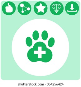 Veterinary Clinic with a paw. Vector icon