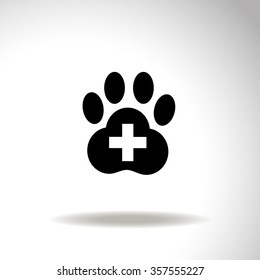 Veterinary Clinic with a paw. Vector icon