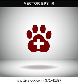 Veterinary Clinic with a paw. Vector icon