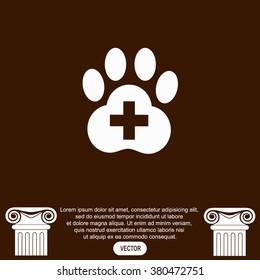Veterinary Clinic with a paw. Vector icon