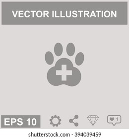 Veterinary Clinic with a paw. Vector icon