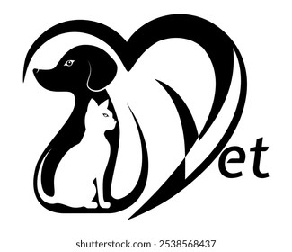 veterinary clinic pets cats and dogs logo for your business or company vector illustration isolated on white background