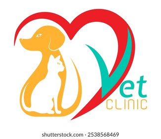 veterinary clinic pets cats and dogs logo for your business or company vector illustration isolated on white background