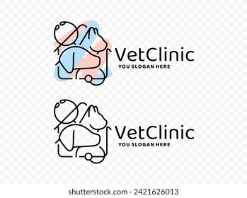 Veterinary clinic for pets vector logo design. Caring for pets graphic design