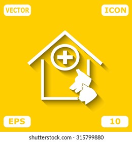 Veterinary Clinic with a picture of a dog and cat muzzle. Vector icon