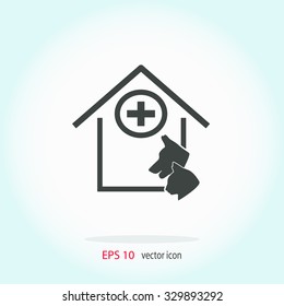 Veterinary Clinic with a picture of a dog and cat muzzle. Vector icon