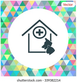 Veterinary Clinic with a picture of a dog and cat muzzle. Vector icon