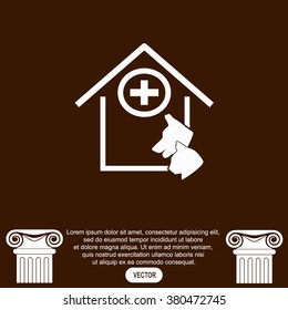 Veterinary Clinic with a picture of a dog and cat muzzle. Vector icon