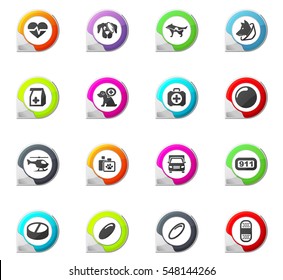 Veterinary clinic pointer on the color icons for your design