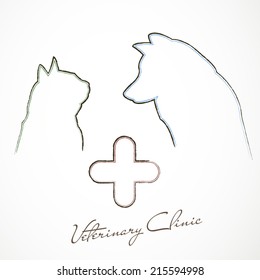 Veterinary clinic poster with dog and cat icons concept design illustration