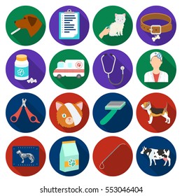 Veterinary clinic set icons in flat style. Big collection of veterinary clinic vector symbol stock illustration