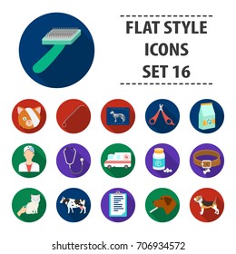 Veterinary clinic set icons in flat style. Big collection of veterinary clinic vector symbol stock illustration