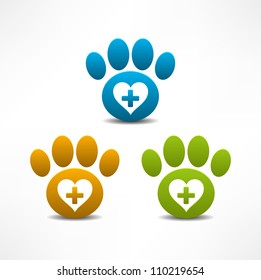 Veterinary Clinic symbol. Animal paw print