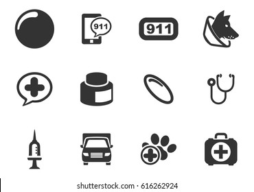 Veterinary clinic vector icons for user interface design