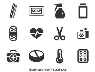 Veterinary clinic vector icons for user interface design