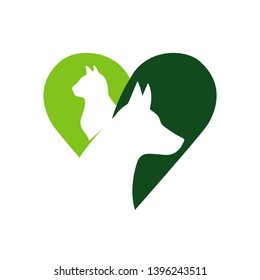 veterinary clinic vector logo .
logo for a pet shop. Silhouette of the dog and cat.