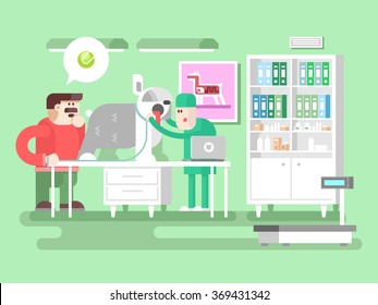 Veterinary clinic visitor and doctor
