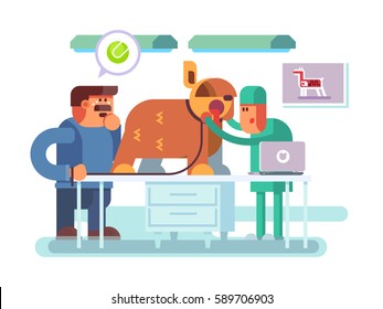 Veterinary clinic visitor and doctor