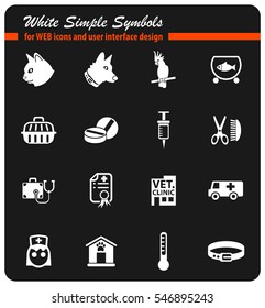 veterinary clinic white simple symbols for web icons and user interface design