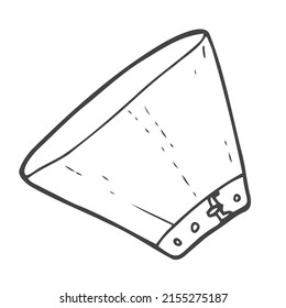 cono veterinario para animales. Accesorios para mascotas. Un elemento de un conjunto de doodles dibujados a mano. Ilustración aislada en fondo blanco.