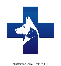 Veterinary Cross With Dog And Cat Inside.