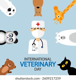 Veterinary day doctor animals, vector art illustration.