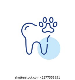 dentista veterinario. Salud de mascotas. Icono de línea de trazo de píxeles perfecto, modificable