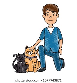 veterinary doctor with cats avatar character