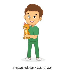 Veterinary doctor in veterinary clinic with ill cat