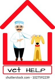 veterinary doctor and dog care logo on white background