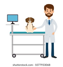 veterinary doctor with dog in stretcher avatar character