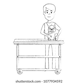 veterinary doctor with dog in stretcher avatar character