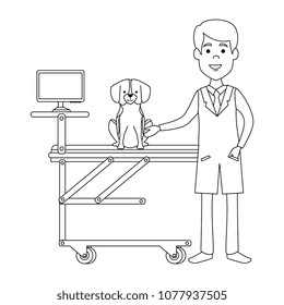 veterinary doctor with dog in stretcher avatar character