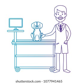 veterinary doctor with dog in stretcher avatar character