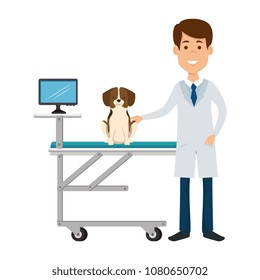veterinary doctor with dog in stretcher avatar character