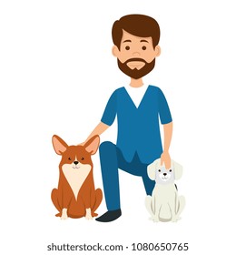 veterinary doctor with dogs avatar character