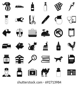 Veterinary doctor icons set. Simple style of 36 veterinary doctor vector icons for web isolated on white background