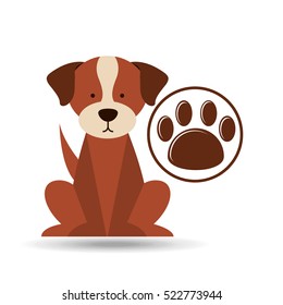 veterinary dog care paw print icon vector illustration eps 10