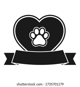 veterinary dog footprint logo with heart and banner on a white background
