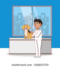 veterinary with dog in medical center